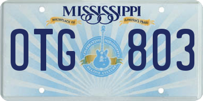 MS license plate OTG803