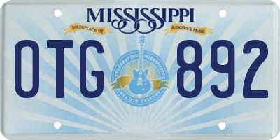 MS license plate OTG892