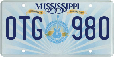 MS license plate OTG980