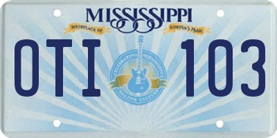 MS license plate OTI103