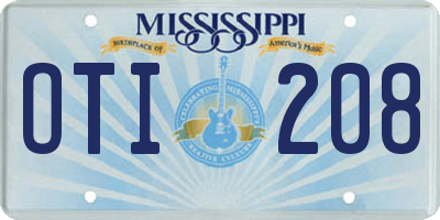 MS license plate OTI208