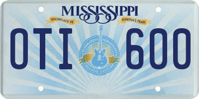 MS license plate OTI600