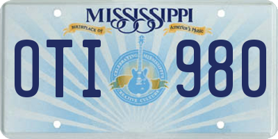 MS license plate OTI980