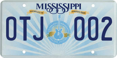 MS license plate OTJ002