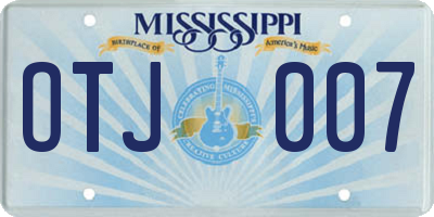 MS license plate OTJ007