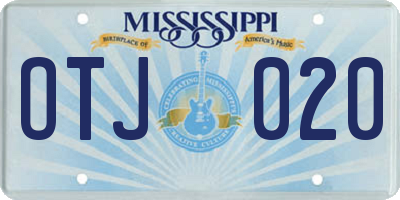 MS license plate OTJ020