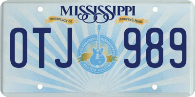 MS license plate OTJ989