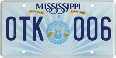 MS license plate OTK006