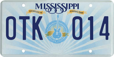 MS license plate OTK014