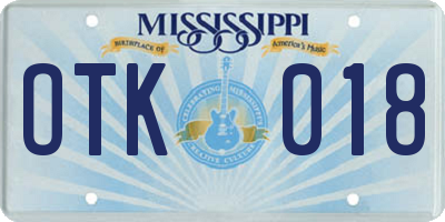 MS license plate OTK018