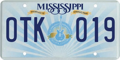 MS license plate OTK019