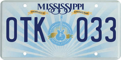 MS license plate OTK033