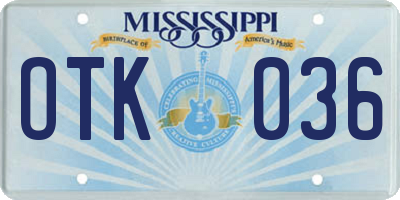 MS license plate OTK036