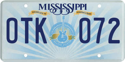 MS license plate OTK072