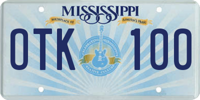 MS license plate OTK100
