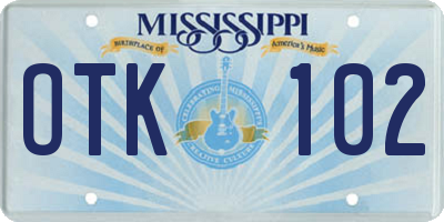 MS license plate OTK102