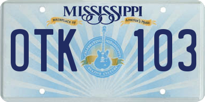MS license plate OTK103