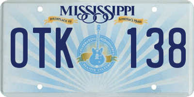 MS license plate OTK138