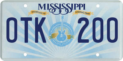MS license plate OTK200