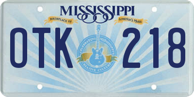 MS license plate OTK218