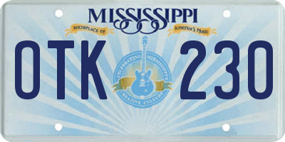 MS license plate OTK230