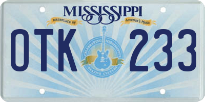 MS license plate OTK233