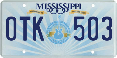 MS license plate OTK503