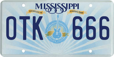 MS license plate OTK666