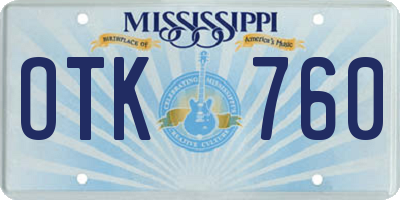 MS license plate OTK760