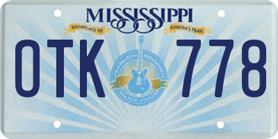 MS license plate OTK778