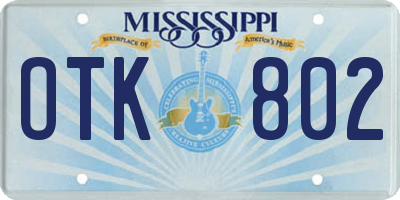 MS license plate OTK802