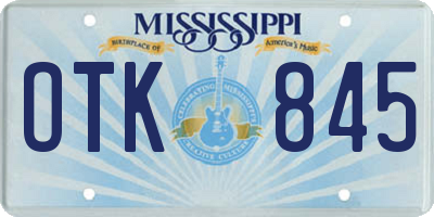 MS license plate OTK845