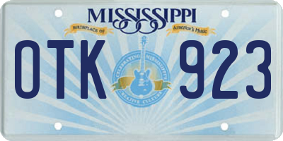 MS license plate OTK923