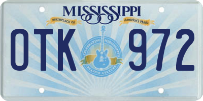 MS license plate OTK972
