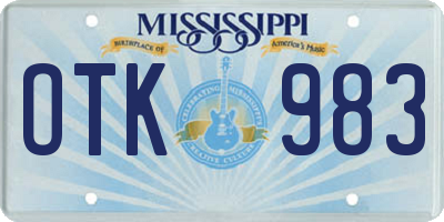 MS license plate OTK983