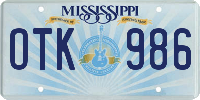 MS license plate OTK986