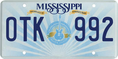 MS license plate OTK992