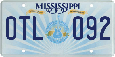 MS license plate OTL092