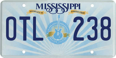 MS license plate OTL238