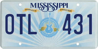 MS license plate OTL431