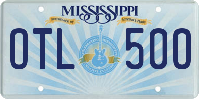MS license plate OTL500