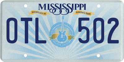 MS license plate OTL502