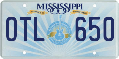 MS license plate OTL650