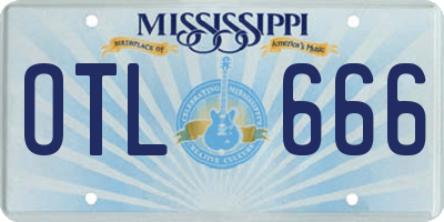 MS license plate OTL666