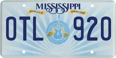 MS license plate OTL920