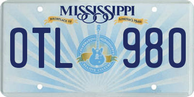 MS license plate OTL980