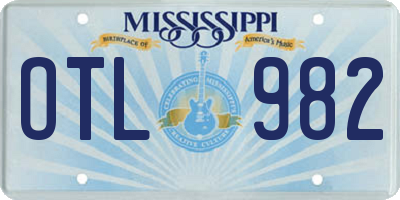 MS license plate OTL982