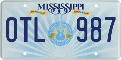 MS license plate OTL987