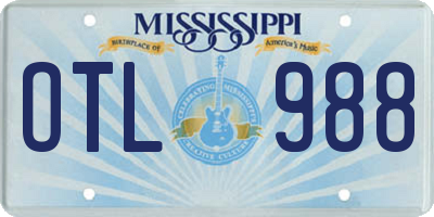 MS license plate OTL988