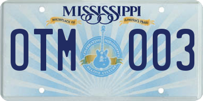 MS license plate OTM003